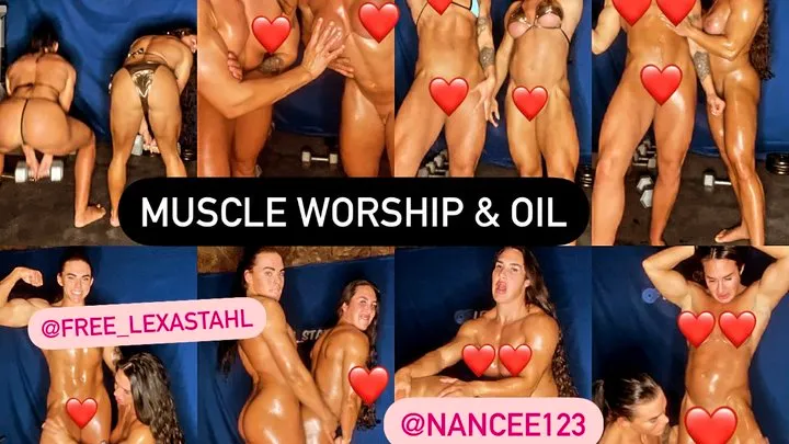 Two Jacked Oiled Hardbodies - Muscle Worship, Flexing, Nude Workout - Female Bodybuilder