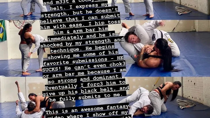 White Belt Beats Black Belts Ass! Chokes, Beatdown, Emasculation, Domination, Femdom, Trash Talk, Muscle Worship & More!