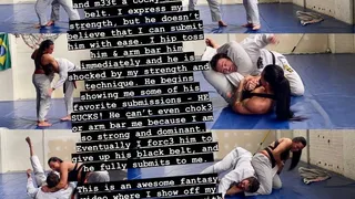 Jiu Jitsu White Belt Beats Black Belts Ass! Chokes, Beatdown, Emasculation, Domination, Femdom, Trash Talk, Muscle Worship, Submission Pinning, Choking, Smothering