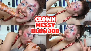 Kinky Clown Throat Fucked by Tentacle Dildo