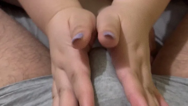 Purple Nails Handjob 'till Orgasm (with Footjob!)