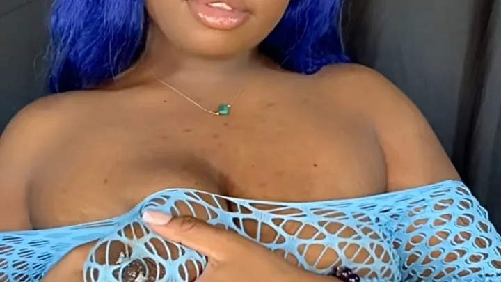 Cute Ebony Girl Milks Pierced Boobs