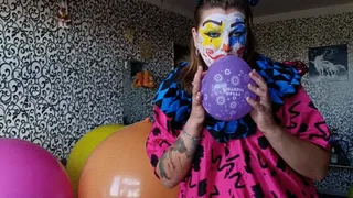 clown fun with happy birthday balloons