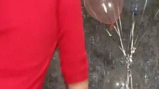 hot nacked girl play with transparent hellium balloons