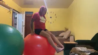 Play on big red ball