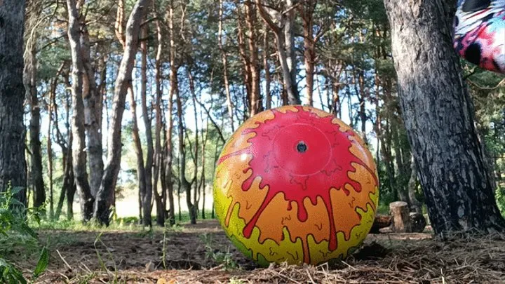 girl in forest riding on shosuball