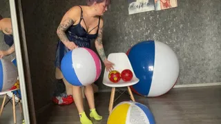 Girl deflate 2 intex beachball
