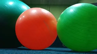 Jumping on big green ball