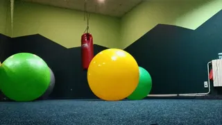 Jumping on balls in gym