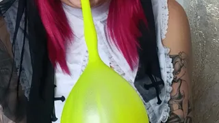 looner in nun costume blowing big punchballoons