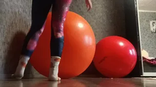 Big yoga ball jumping