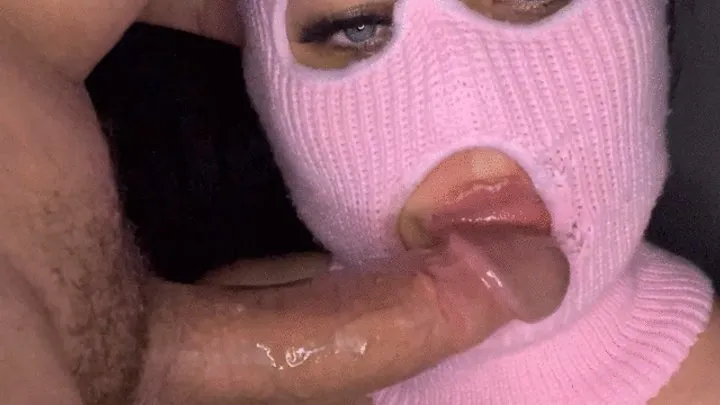 Throat fucking and cum my mouth in pink mask part B