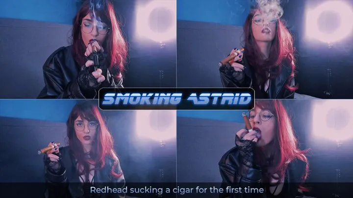 Redhead sucking a cigar for the first time | Astrid