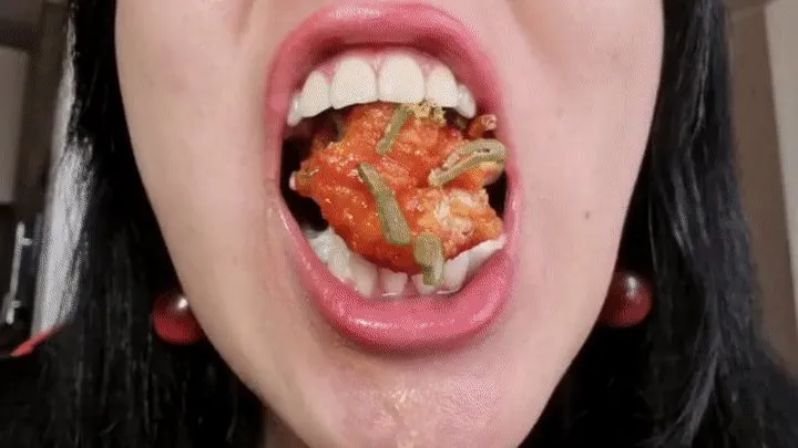 Sexy teen 18+ eating Spicy Chicken VORE