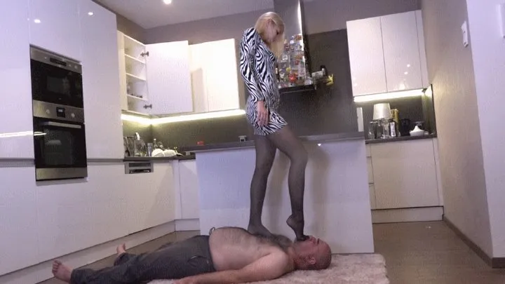 ROSALINA - Back From Trip - EXTREME Trampling And Facestanding In Pantyhose