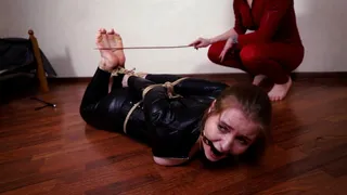 Hard caning for girl in latex