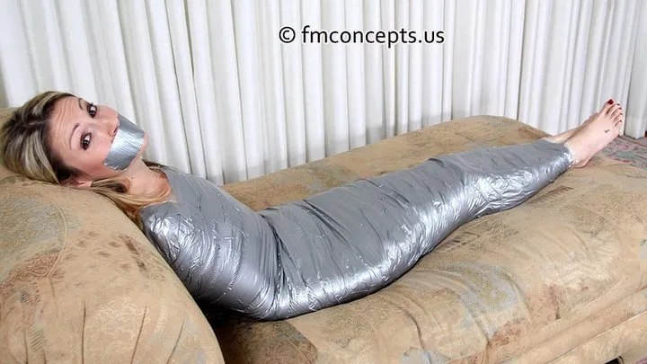 Golden Haired Heroine Samantha Ryan Struggles In Silver Duct Tape!