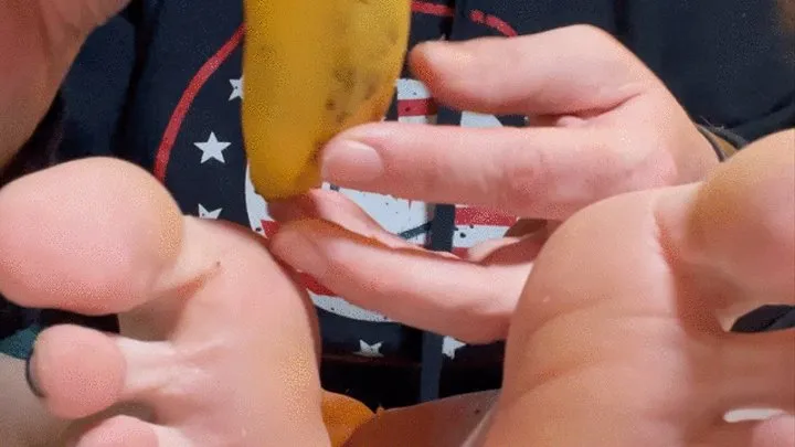 Where Does Your Cock Line Up With This Banana Against My Foot? Is it Smaller? LOL (food crush pt 3)