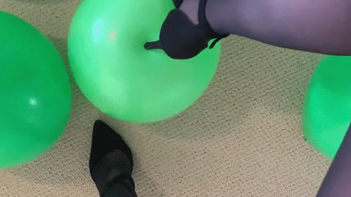 Sexy stockings green and confetti balloon heel play and mass pop