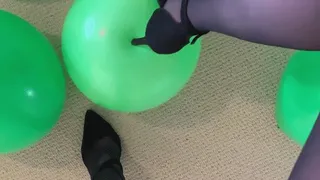 Sexy stockings green and confetti balloon heel play and mass pop
