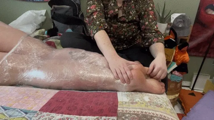 Phoenixxx's Saran Wrap Foot Tickling and Masturbation