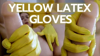 Yellow latex gloves