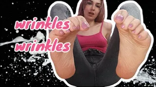 BIG WRINKLED FEET 1 ( foot fetish, worship, soles, toes, tiptoe, foot play, rubbing, goddess, foot virgin, upclose, wiggling, spreading, cleavage )