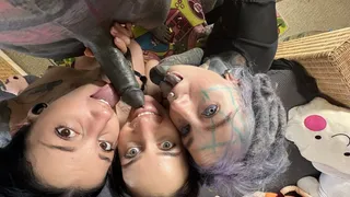 POV 3 Girls 1 cock 4some New Years Eve Orgy with Morea Black, Anuskatzz and Lily Lu