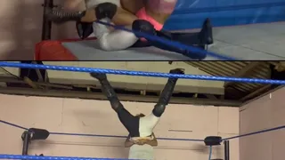 Male jobber piledrivered by brunette female