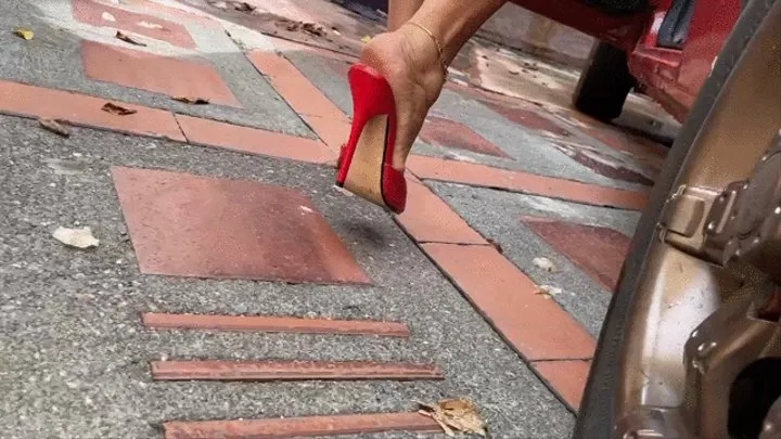 Perfect red heels to pump the car pedal