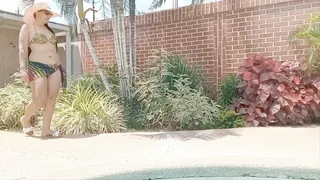 Beautiful wrinkled feet soles and self -adoration on a pool day (3)