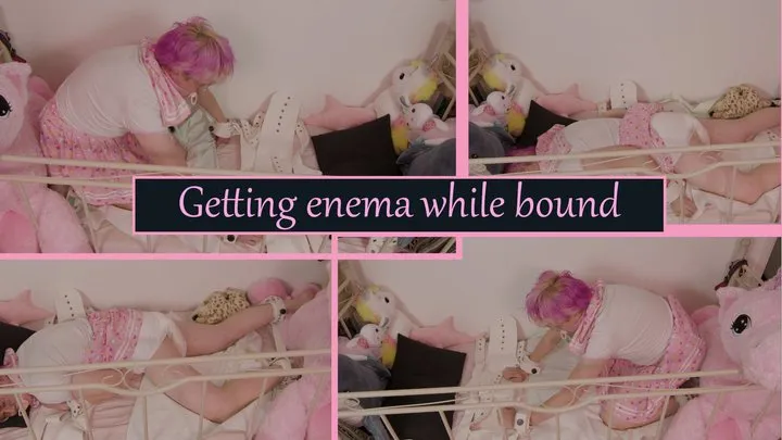 Getting enema and messing my diaper while bound to my crib