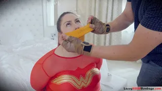 Lacey - Frogtied and Tape Gagged as Wonder Woman by Stepbrother Part 3 ( Kinesio Tape Gag, Gag Talking, BBW Bondage )