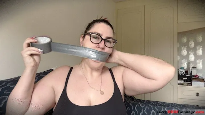 Lacey - Self Gag Fun and Orgasms after Gym Part 1 ( Boobs, BBW Bondage, Self Bondage, Tape Gagged, Wrap Gagged, Orgams, Wrap Gagged, Cleave Gag )