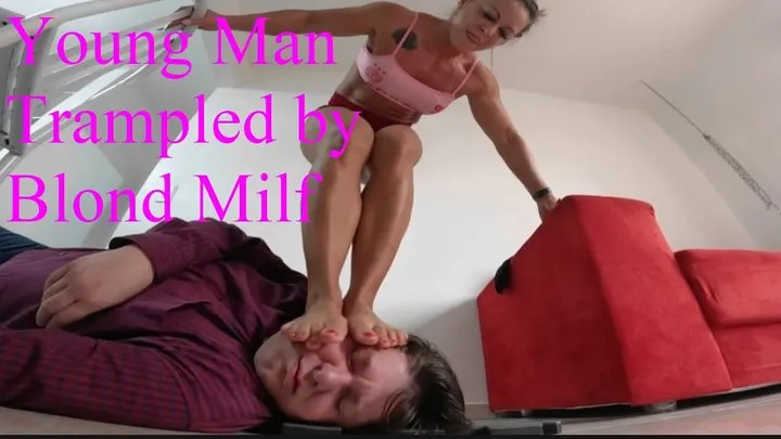 Young Man Trampled by Blond Milf