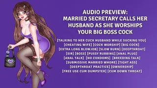 Married Secretary Calls Her Husband As She Worships Your Big Boss Cock