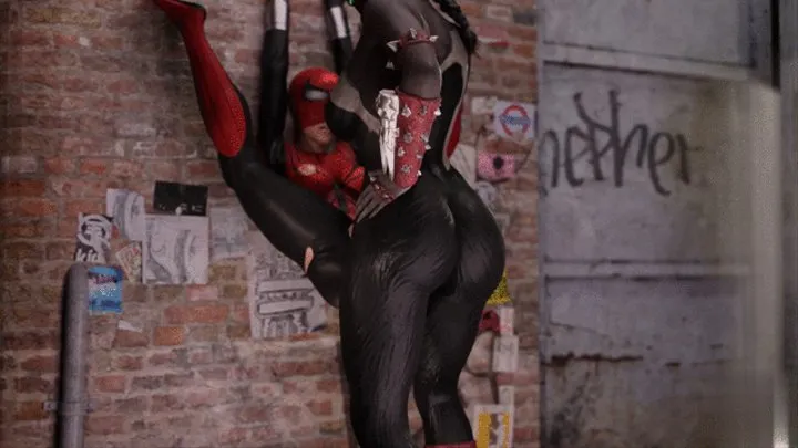 Spider-Girl falls into a trap and gets fucked by big futanari cock