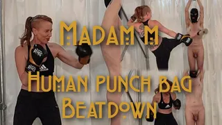 Human Punch Bag Beatdown, boxing, kicking, kneeing full-body sweaty workout