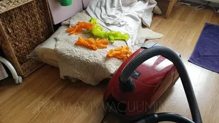 Vacuuming with gloves