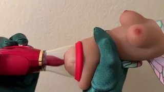 Using a Sucking Pumping Licking and Vibrating Toy on Fairy Onahole [Sex Toys, Pumping, Sucking, Licking, Oral, Penetration, Size Difference]