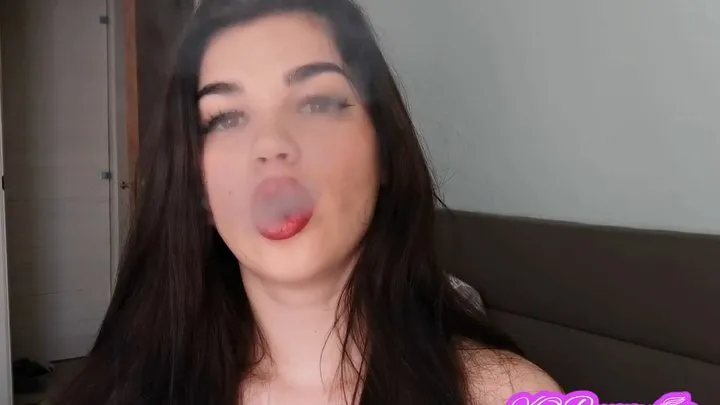 Gorgeous girl smoking face close-up *