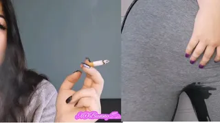 Cute girl smoking and pee in pants desperation pissing *