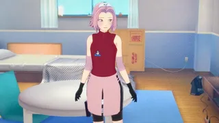 Naruto slides his cock into Sakura's tight ninja pussy