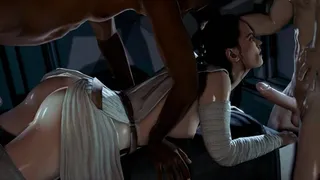 Rey gets threesome rough anal fuck with stormtroopers