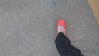 Fifi cranking her SUV in red rubber oka ballet flats with lots of heel popping begging and dirty talk *new*