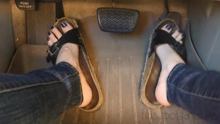 Fifi stomping the pedals in dirt covered Birkenstocks and reaching over to make you cum while you watch me pump