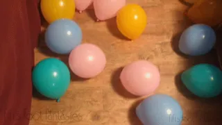 Fifi popping balloons one by one with teasing and talking wearing Birkenstocks *NEW*