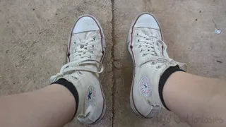 Showing off my well worn high top Converse All Stars from every angle