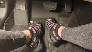 Fifi desperately cranking with fast pumping in Keens whisper sandals ankle socks and leggings