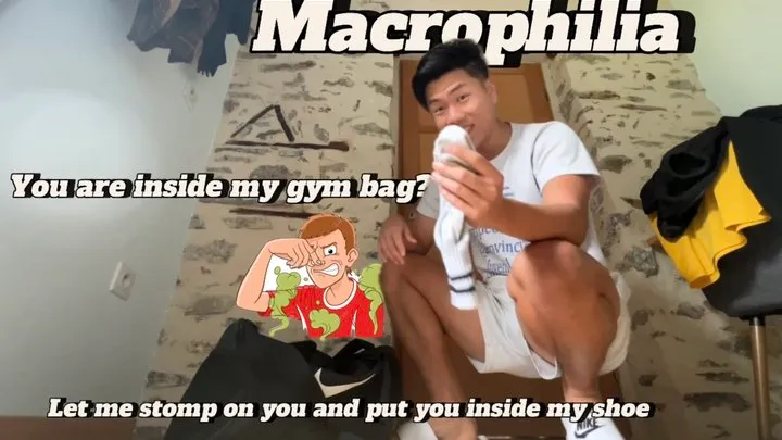 POV MACROPHILIA: you are a tiny person inside my gym bag